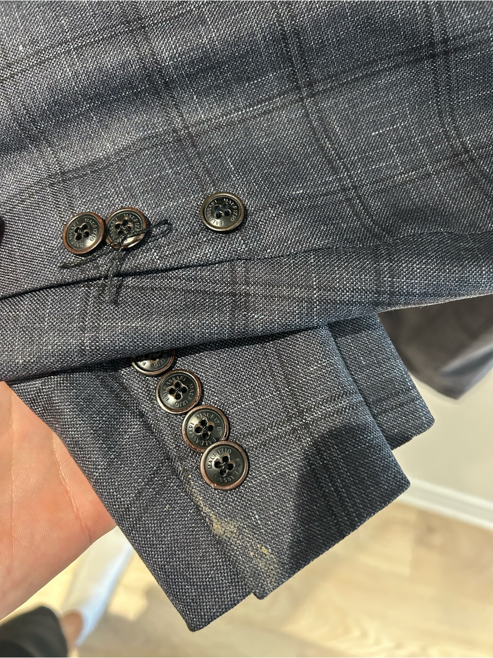 Harry Rosen Dark/Navy Blue Windowpane Sport Coat - Picture 6 of 12